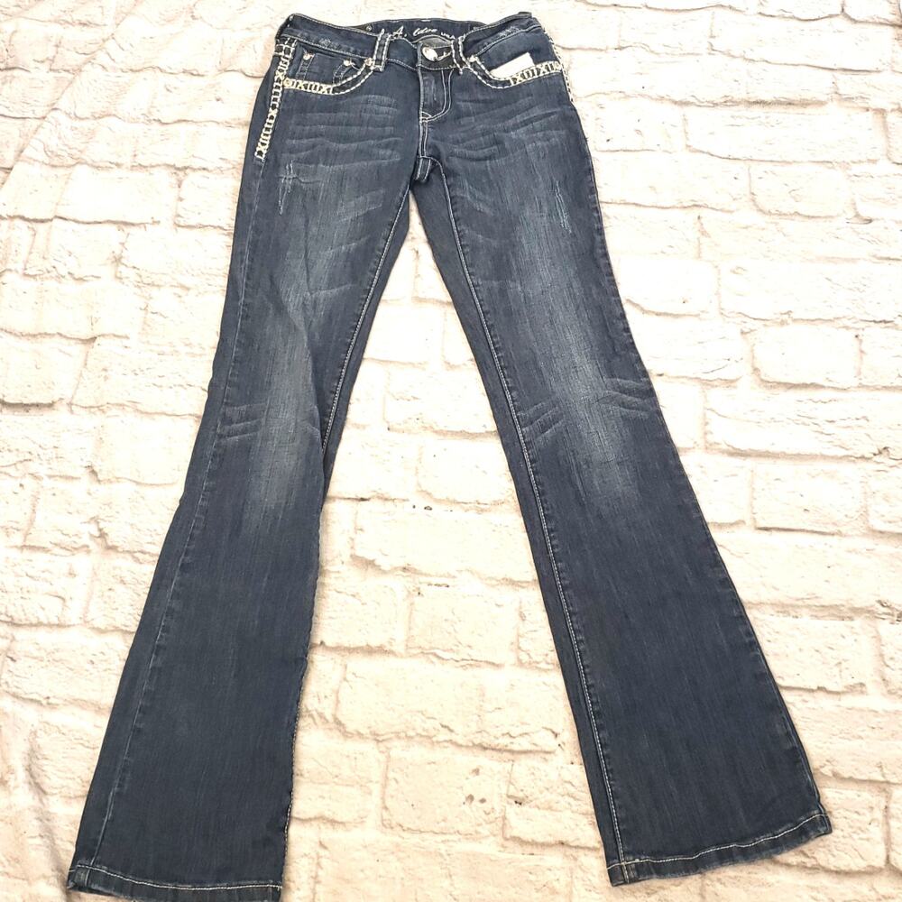 LA Idol Y2K style embellished Boot cut Jeans size 1/27 - Picture 3 of 8